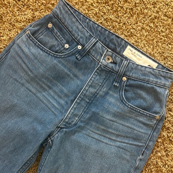 Rag & Bone Jeans High Rise Nina Ankle Cigarette Size 25 in Poppy Wash Raw Hem - Picture 3 of 8